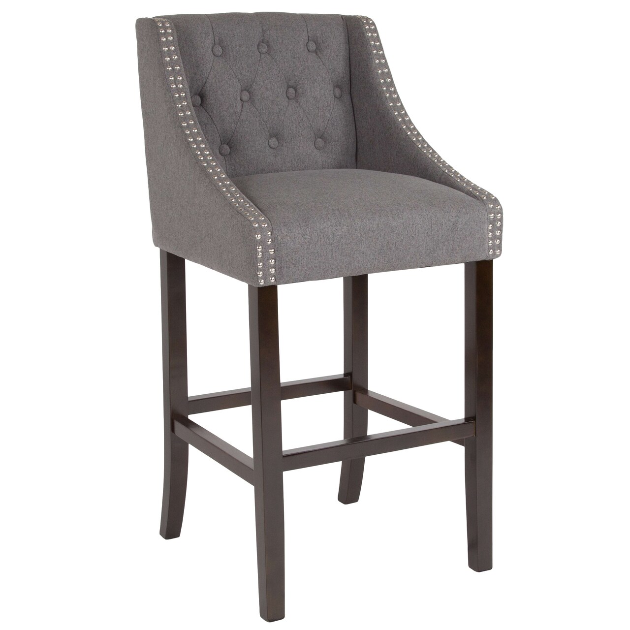 Merrick Lane Hadleigh Upholstered Barstool 30" High Transitional Tufted Barstool with Accent Nail Trim
